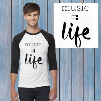 music is life graphic baseball tshirt